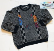MONELLO boski retro sweter melanżowy z wełną r.50