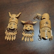 3 maski bambusowe, grupy etnicznej Miao