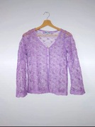 Fioletowa dziewczęca narzutka boho pleciona liliowy sweterek vintage 164cm