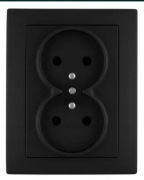 Gniazdo Podwójne z uziemieniem czarne podtynkowe QUADRA