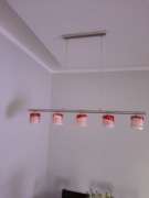 EGLO Biało czerwony żyrandol polski 5 kloszy. 