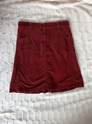 Klasyczna bordowa sztruksowa spódnica do kolan 38