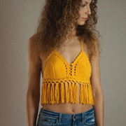 Szydełkowy top Crop top wiązany  Ażurowy M