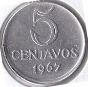 BRAZYLIA 5 centavos 1967, KM# 577.1, XF