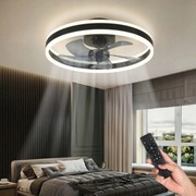 Lampa sufitowa wisząca LED z wiatrakiem czarna nowoczesna 50cm 60W 4800lm
