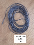Sznurek szary 1 mm 2,9 m do biżuterii naszyjników bransoletek