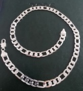 Naszyjnik splot figaro pokryty warstwą srebra wybite 925 waga 50g dł 60cm