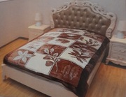 Koc Elway, gruby akrylowy 160x210 LIŚCIE NA BEŻU 