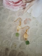Kolczyki handmade z naturalnych srebro pozłacane cytryn prehnit 