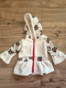 Folk góralska bluza płaszczyk kurteczka misiu polar biała czerwona róże 80