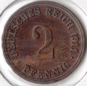 NIEMCY 2 fenigi 1911 A, KM# 16, XF