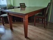 Sprzedam: stół brązowy  i 6 krzeseł kolor brązowy, tapicerka blado zielona