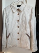 Cienka wiosenna marynarkowa kurtka koszulowa biała kremowa Aryton M