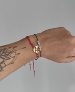 Bransoletka stal chirurgiczna różowa nitka rękodzieło Pokokardke 