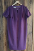 Elegancka fioletowa sukienka z krótkim rękawem, rozm. 44