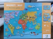 ZESTAW MAGNESÓW MAGNETYCZNA "MAPA ŚWIATA" 145 ELEMENTÓW Z PLANSZĄ NAUKA