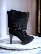 Włoskie Skórzane kozaki na obcasie rozmiar 39