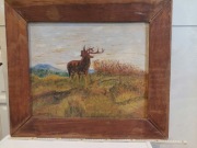 Obraz olejny jeleń, ładna rama