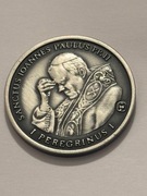 Jan Paweł II.  Mosiądz srebrzony ox. fi 38 mm. Gyges