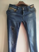 Granatowe jeansy skiny Desigual 26 S 36 