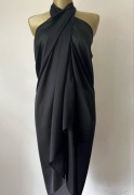 Chusta szal pareo sarong jedwabna czarna 180 cm x 90 cm plaża wakacje