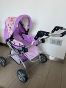 Wózek dla lalek regulowany w kolorze różowo-fioletowym z motywem kwiatków