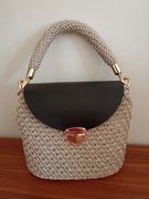 Torebka damska kolor ivory że złotą nitką, ręcznie robiona