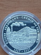 MONGOLIA Srebrna moneta 500 Togrog 2007 Lokomotywa Koleje Proof