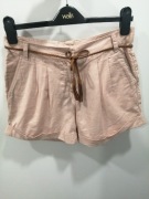 Lniane krótkie spodenki pudrowy brudny róż Esmara