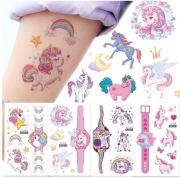 TATUAŻ TYMCZASOWY JEDNORAZOWY DLA DZIECI BROKATOWY JEDNOROŻEC 1 ARKUSZ
