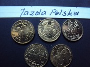 Komplet monet 2 zł 5szt z serii Jazda Polska  jak na foto