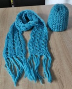 Szal i czapka komplet damski nowy ażurowy 