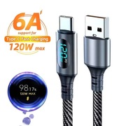 Przewód do ładowarki z wyświetlaczem USB-C 6A 120W szybkie ładowanie 1m