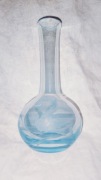 Stary szklany wazon niebieski ręcznie szlifowany 