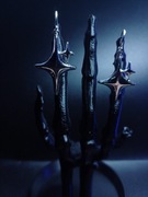 Kolczyki Gothic Y2K Srebrne Gwiazda Star Dark Aesthetic Alt