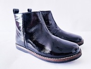 Czarne skórzane lakierowane botki kozaki Friboo 28/29