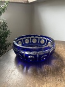 Popielniczka niebieski kryształ duża PRL vintage