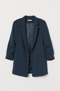 H&M marynarka butelkowa zielona żakiet długa drapowana elegancka do pracy