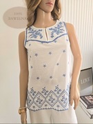 Bluzka haftowana boho 36 S biała 100% bawełna etno vintage letnia top