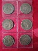6 szt Monety 5 zł z lat 1975-76