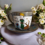 Mały Książę filiżanka i spodek ręcznie malowane 