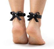 Seksowna Opaska na Kostkę Harness Anklet Czarna Kokardka 2szt Regulowana