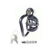 Mały lekki czarny pas cnoty chastity cage 5 oringów + stalowy dilator