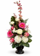 Kompozycja nagrobna do wazonu na grób cmentarz stroik wiązanka różowo-biała