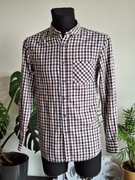 Koszula Męska elegancka denim w kratę casual S brązowa niebieska