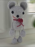 Mysz, myszka z kokardką, breloczek, rękodzieło