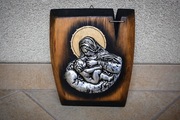 Obraz Maryja z Dzieciątkiem Jezus srebro-drewno 22x18cm  NOWY