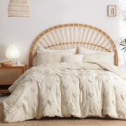 Pościel w stylu Boho 155x220+80x80, Mikrofibra, Haft Serca