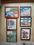 Zestaw 6 obrazków - haft krzyżykowy -oprawione+ gratis