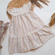 Sukienka w paski CA C&A bawelniana z falbankami pastelowa rozkloszowana  92